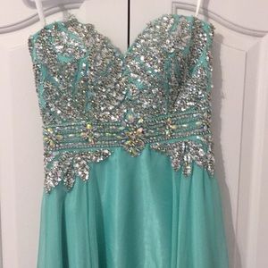 Light Blue strapless prom dress